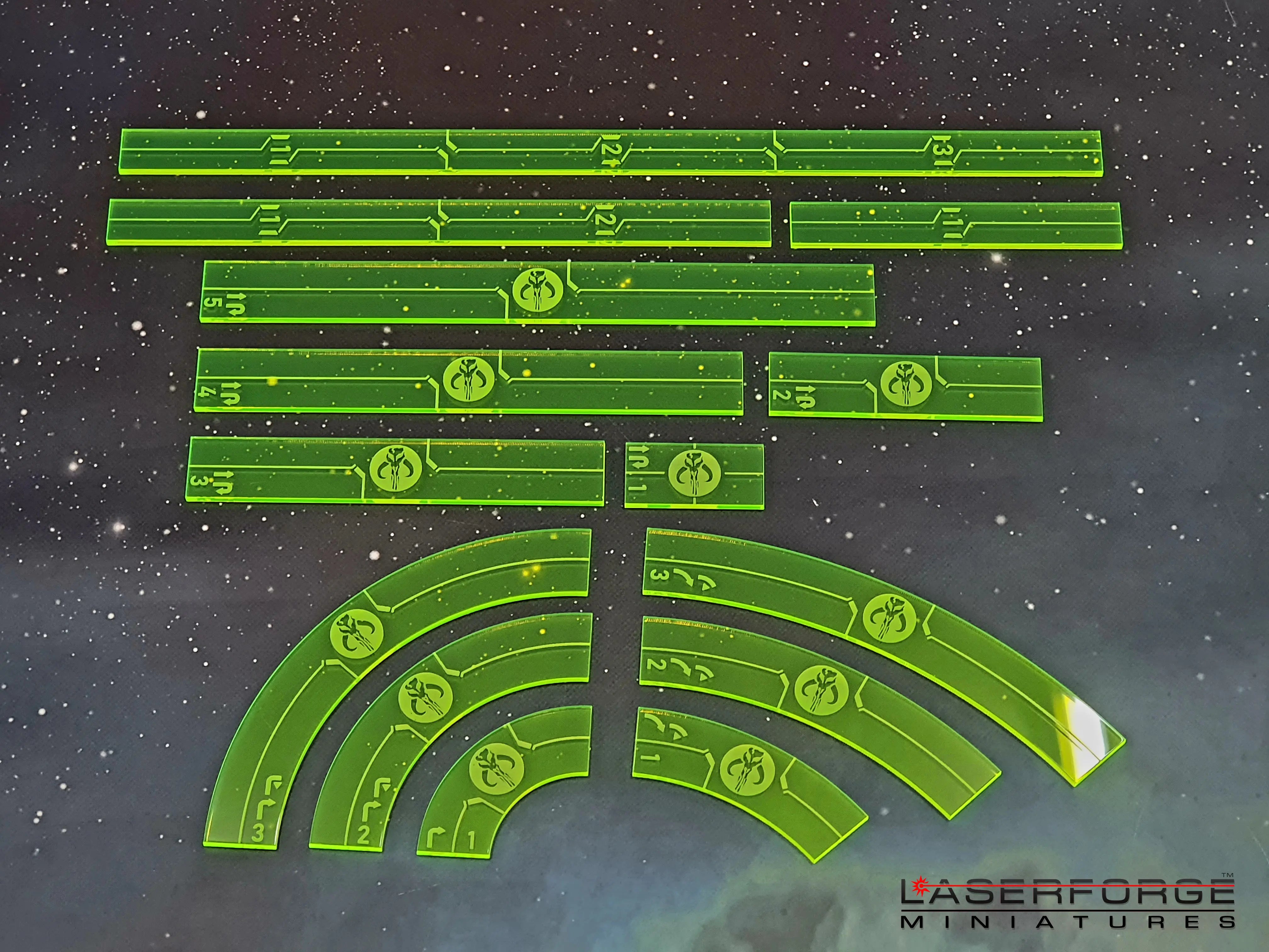 Movement Template Set - Compatible with Star Wars XWing v2.5 Laserforge Miniatures