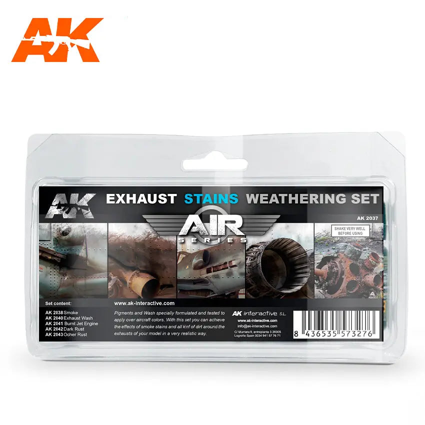 AK Interactive Washes - Exhaust Stains Weathering Set (5x 35ml pots) - Laserforge Miniatures