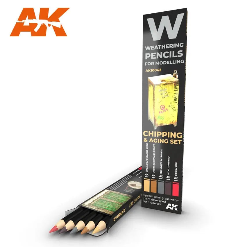 AK Interactive Weathering Pencils - Chipping & Aging Set - Laserforge Miniatures