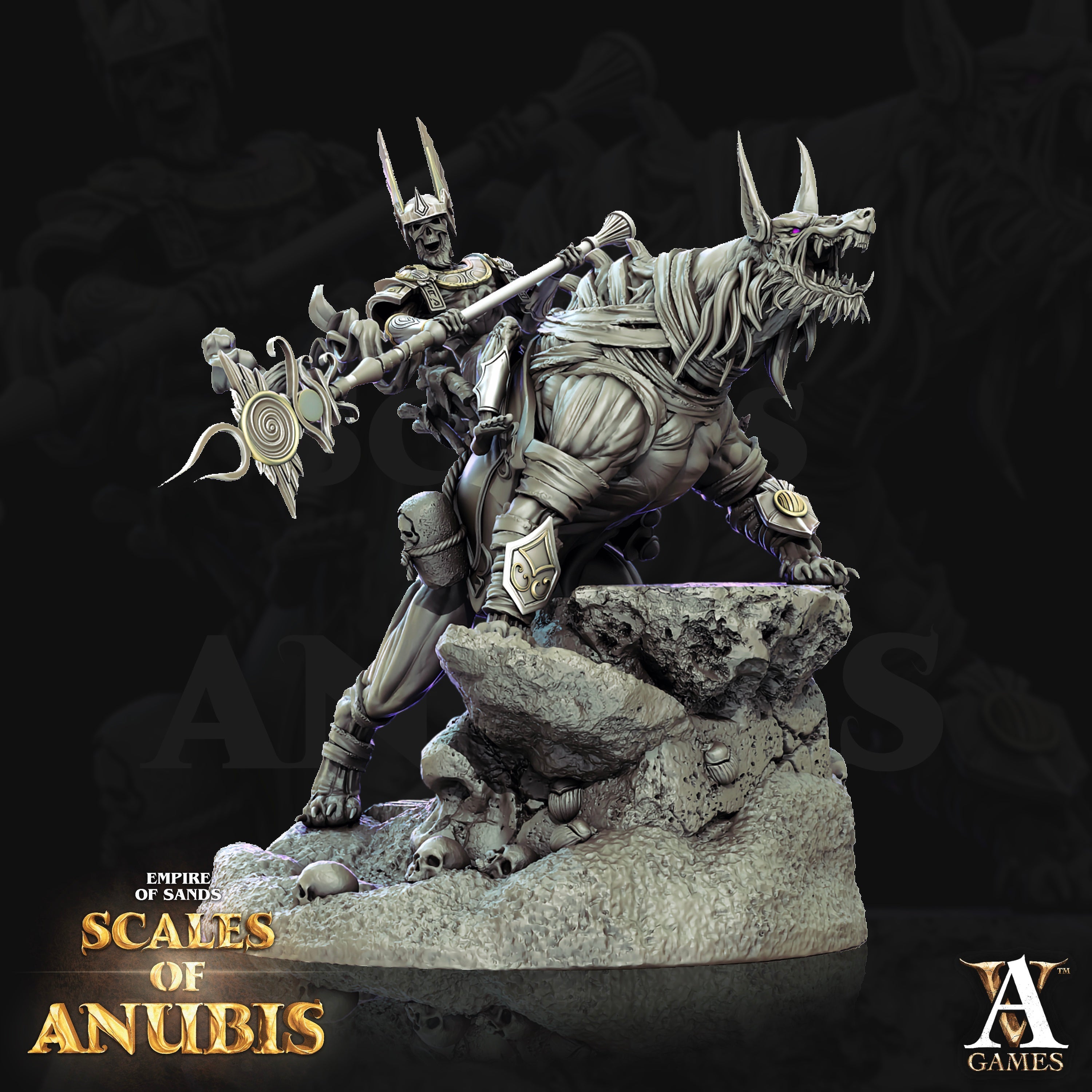 Anubian Wardog Riders Squad (4) - Ankh Overlords Archvillain Games