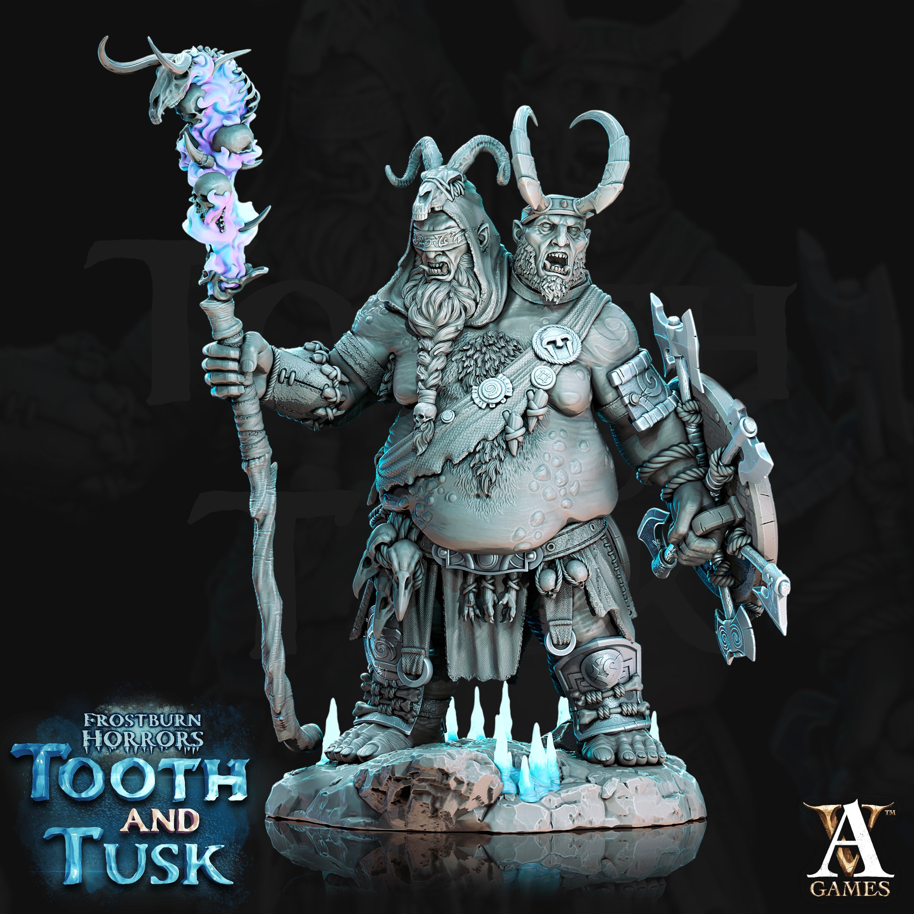 Jugar Twicefrozen, Mountain Ettin - Frosthowl Horde Archvillain Games